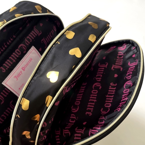 NWT JUICY COUTURE Black Gold Heart Sequin Logo Backpack School Travel Bag main image 8